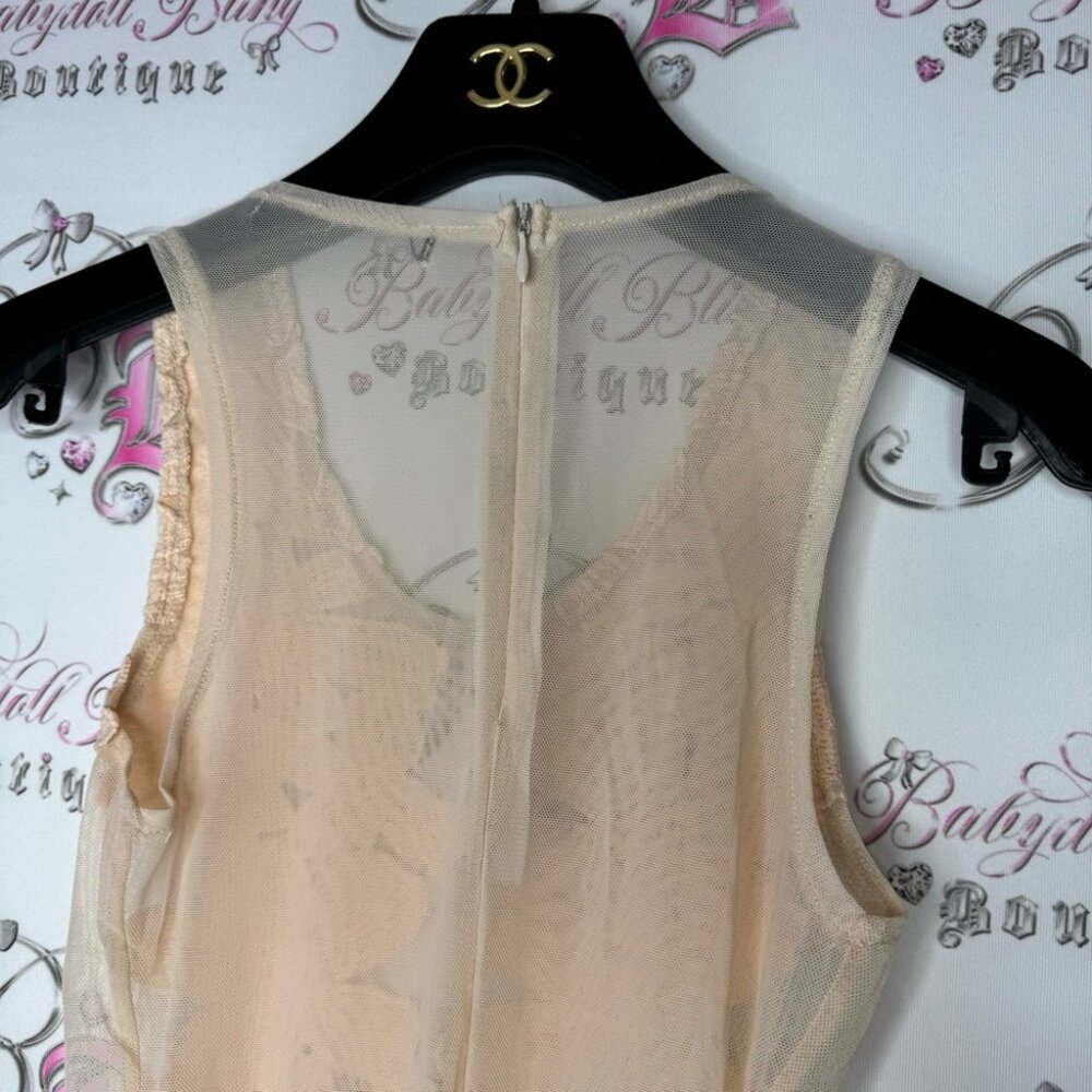 Bodysuit floral see through sexy stunning peach orange pink light nude dance - Picture 6 of 6